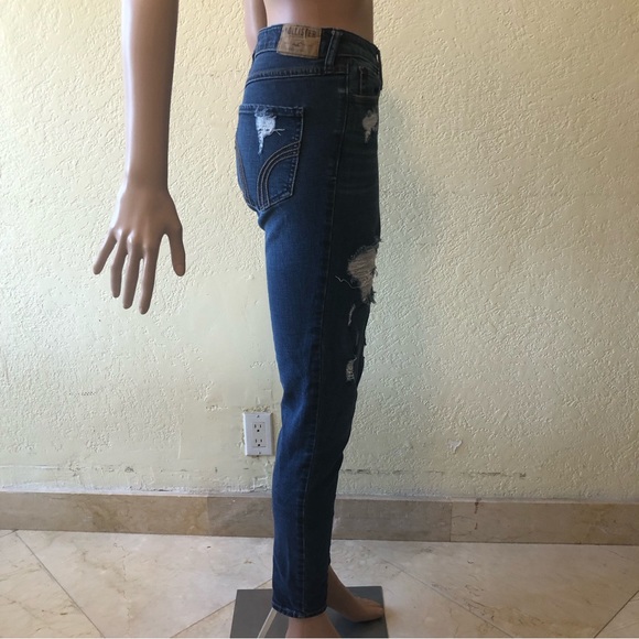 Hollister Women’s Size W30(11) Blue Ripped Skinny Jeans Pants Elastic Waist - Picture 4 of 16